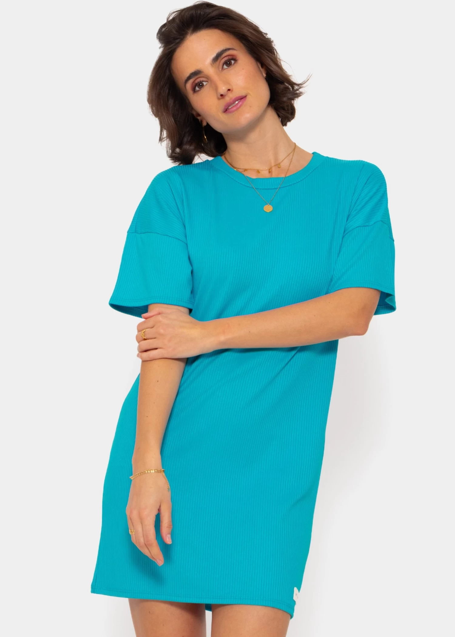 T-Shirt Kleid - Azurblau 3 T-Shirt Kleid - Azurblau