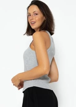 Tank Top Mit Stickerei - Grau 18 Tank Top Mit Stickerei - Grau -Sassyclassy SassyClassy tank top mit stickerei grau S3207T6156 6
