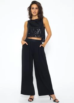 Top Mit Pailletten - Schwarz -Sassyclassy SassyClassy top mit pailletten schwarz S3208T6208