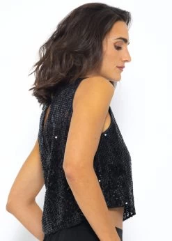 Top Mit Pailletten - Schwarz -Sassyclassy SassyClassy top mit pailletten schwarz S3208T6208 6