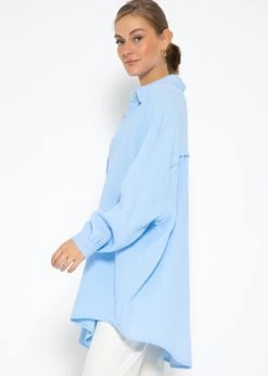 Musselin Bluse Oversize, Hellblau 14 Musselin Bluse Oversize, Hellblau -Sassyclassy SassyClassy ultra oversize musselin blusenhemd hellblau S1205B3983 3