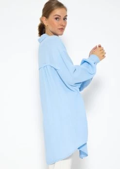 Musselin Bluse Oversize, Hellblau 20 Musselin Bluse Oversize, Hellblau -Sassyclassy SassyClassy ultra oversize musselin blusenhemd hellblau S1205B3983 6
