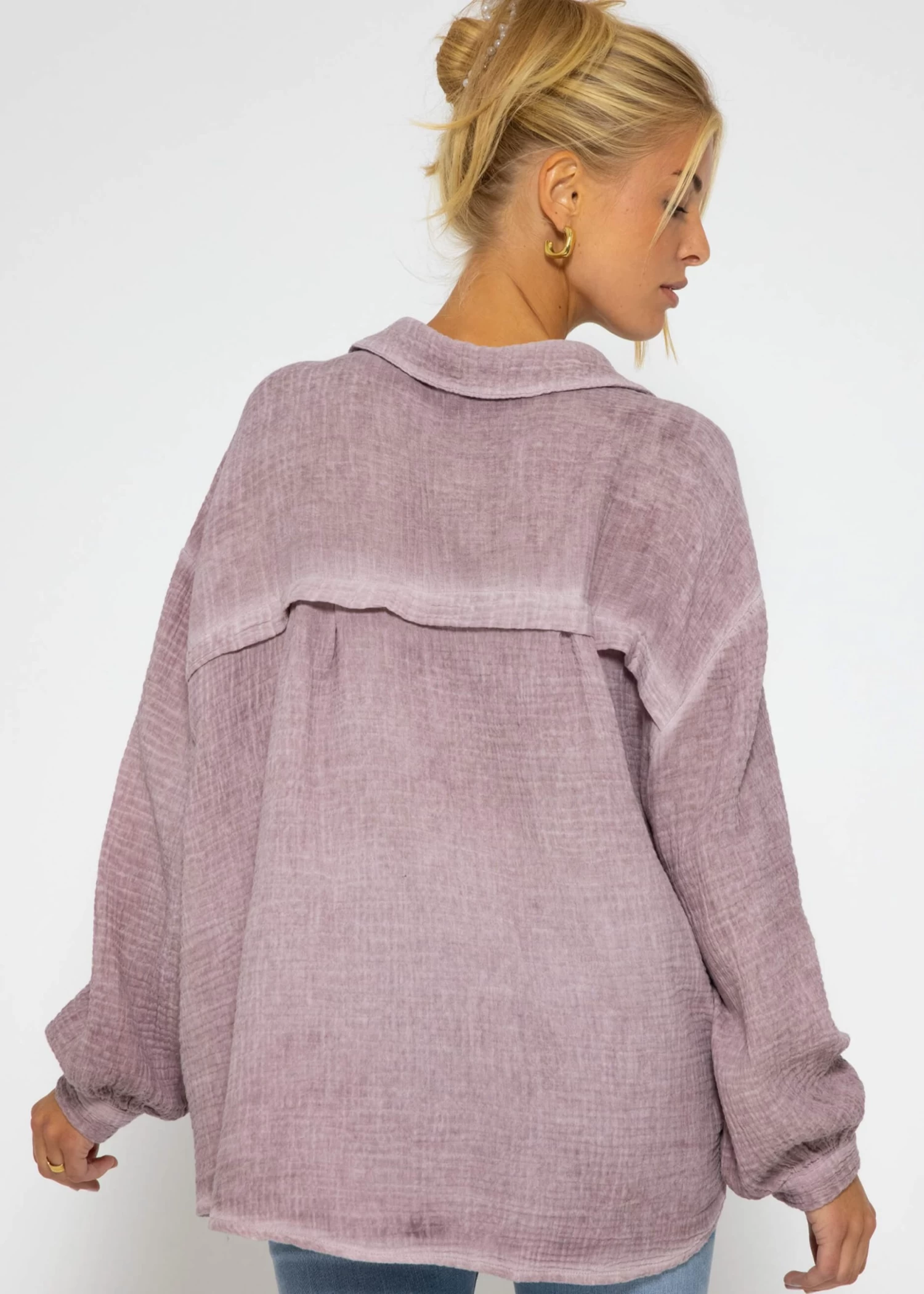 Verwaschene Musselin Bluse - Altrosa 8 Verwaschene Musselin Bluse - Altrosa – Bild 6