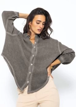 Verwaschene Musselin Bluse - Dunkelgrau -Sassyclassy SassyClassy verwaschene musselin bluse dunkelgrau S3210E6562