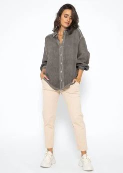 Verwaschene Musselin Bluse - Dunkelgrau -Sassyclassy SassyClassy verwaschene musselin bluse dunkelgrau S3210E6562 1