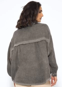 Verwaschene Musselin Bluse - Dunkelgrau -Sassyclassy SassyClassy verwaschene musselin bluse dunkelgrau S3210E6562 5