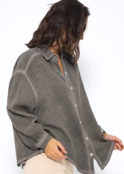 Verwaschene Musselin Bluse - Dunkelgrau -Sassyclassy SassyClassy verwaschene musselin bluse dunkelgrau S3210E6562 6