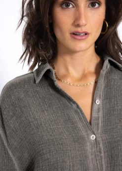 Verwaschene Musselin Bluse - Dunkelgrau -Sassyclassy SassyClassy verwaschene musselin bluse dunkelgrau S3210E6562 8