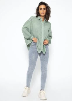 Verwaschene Musselin Bluse - Khaki -Sassyclassy SassyClassy verwaschene musselin bluse khaki S3210E6563 1