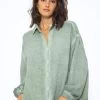 Verwaschene Musselin Bluse - Khaki -Sassyclassy SassyClassy verwaschene musselin bluse khaki S3210E6563 3