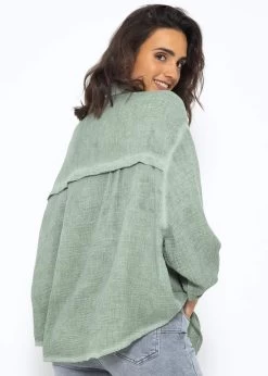 Verwaschene Musselin Bluse - Khaki -Sassyclassy SassyClassy verwaschene musselin bluse khaki S3210E6563 5