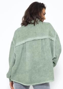 Verwaschene Musselin Bluse - Khaki -Sassyclassy SassyClassy verwaschene musselin bluse khaki S3210E6563 6