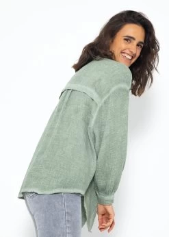 Verwaschene Musselin Bluse - Khaki -Sassyclassy SassyClassy verwaschene musselin bluse khaki S3210E6563 7