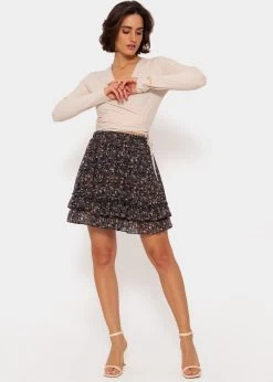 Volants-Rock Mit Rüschen, Grün-beige-schwarz -Sassyclassy SassyClassy volants rock mit ruschen grun beige schwarz S3207B6016 10DEwLlpjaAP97