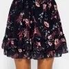 Volants-Rock Mit Rüschen Und Blumen-Print, Schwarz -Sassyclassy SassyClassy volants rock mit ruschen und blumen print schwarz S9110B2321 3r8F7CqIAoOzcf