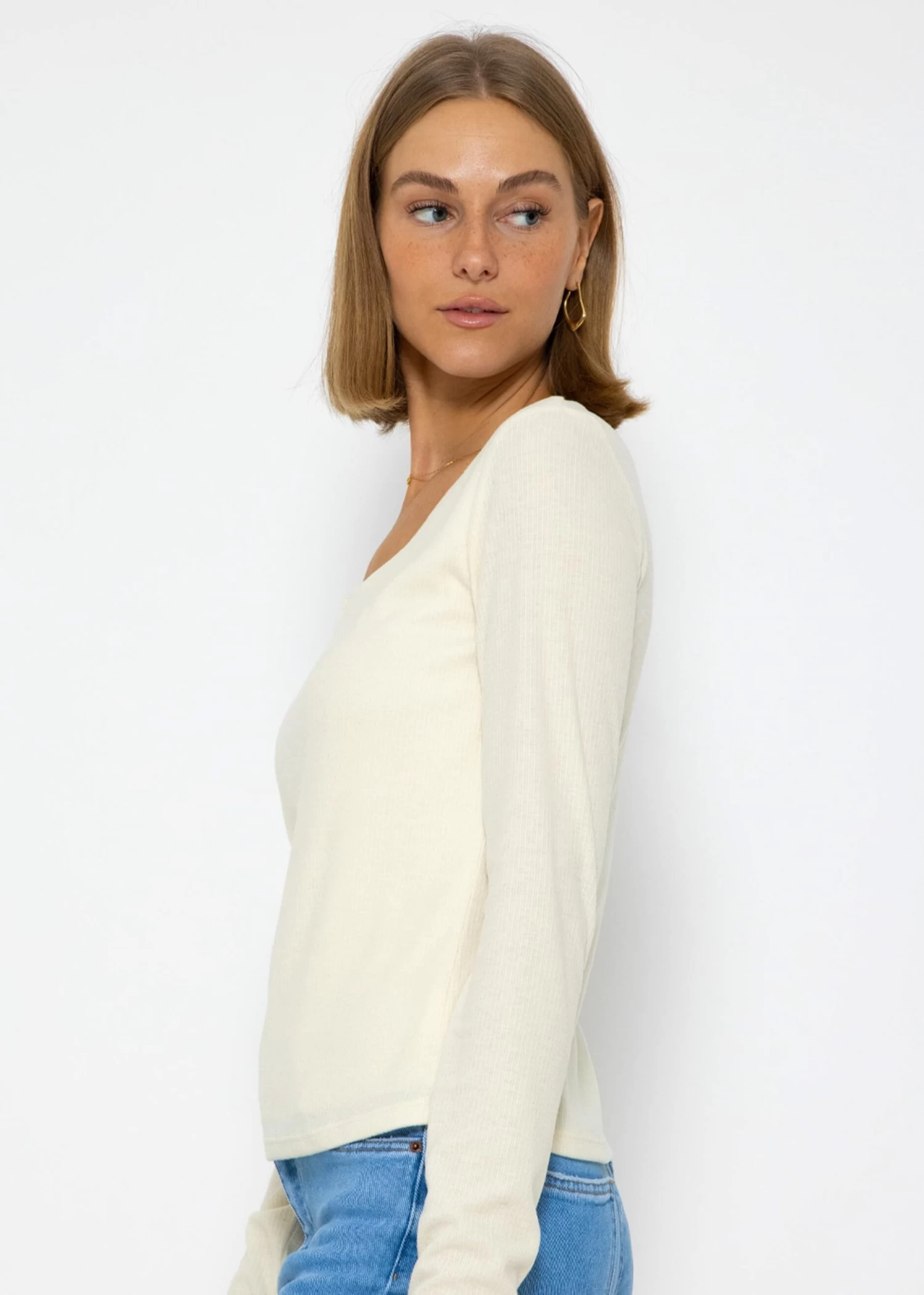 Weiches Langarmshirt - Hellbeige 11 Weiches Langarmshirt - Hellbeige – Bild 9