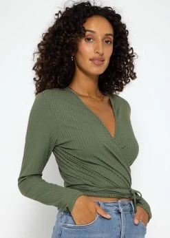 Langarmshirt Zum Wickeln - Khaki -Sassyclassy SassyClassy wickel shirt khaki S1204B3940 2