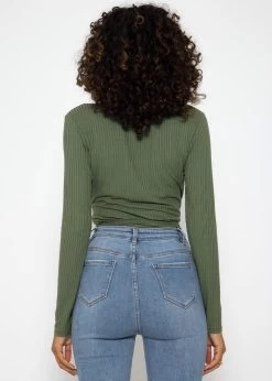 Langarmshirt Zum Wickeln - Khaki -Sassyclassy SassyClassy wickel shirt khaki S1204B3940 3