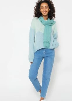 Zweifarbiger Strickpullover - Hellblau-pastellgrün 12 Zweifarbiger Strickpullover - Hellblau-pastellgrün -Sassyclassy SassyClassy zweifarbiger strickpullover hellblau pastellgrun S4203P6908 2