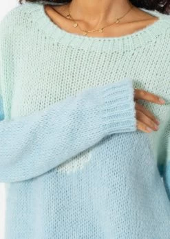 Zweifarbiger Strickpullover - Hellblau-pastellgrün 15 Zweifarbiger Strickpullover - Hellblau-pastellgrün -Sassyclassy SassyClassy zweifarbiger strickpullover hellblau pastellgrun S4203P6908