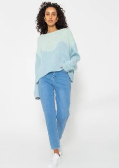 Zweifarbiger Strickpullover - Hellblau-pastellgrün 10 Zweifarbiger Strickpullover - Hellblau-pastellgrün -Sassyclassy SassyClassy zweifarbiger strickpullover hellblau pastellgrun S4203P6908 3