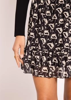 Gerüschter Rock Mit Print, Schwarz -Sassyclassy SassyClassy Geruschter rock mit print schwarz S3203B5703 10