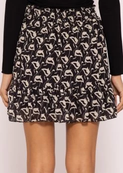Gerüschter Rock Mit Print, Schwarz -Sassyclassy SassyClassy Geruschter rock mit print schwarz S3203B5703 5