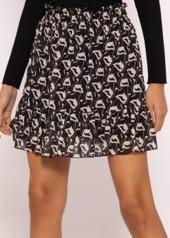Gerüschter Rock Mit Print, Schwarz -Sassyclassy SassyClassy Geruschter rock mit print schwarz S3203B5703 6