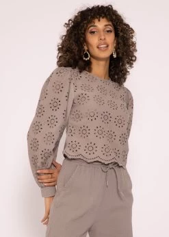 Spitzen Blusentop, Taupe -Sassyclassy SassyClassy Spitzen blusentop taupe S3203B5698 3