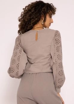 Spitzen Blusentop, Taupe -Sassyclassy SassyClassy Spitzen blusentop taupe S3203B5698 5