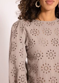 Spitzen Blusentop, Taupe -Sassyclassy SassyClassy Spitzen blusentop taupe S3203B5698 6