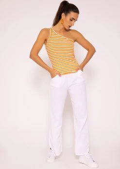 Asymmetrisches Streifen Top, Orange-weiß 12 Asymmetrisches Streifen Top, Orange-weiß -Sassyclassy SassyClassy asymmetrisches streifen top orange weiss S3203B5726 1