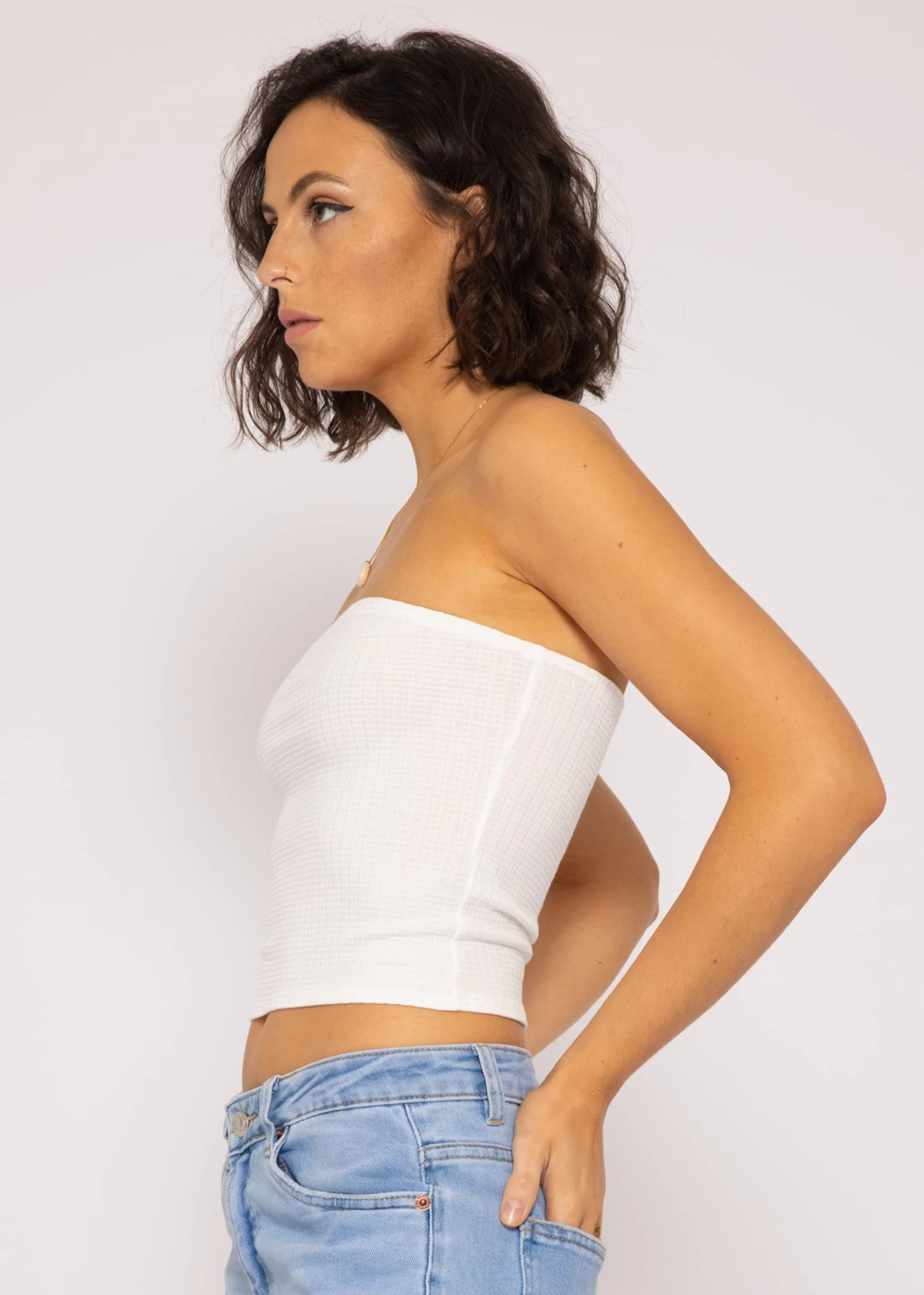 Bandeau Top Mit Struktur, Offwhite 7 Bandeau Top Mit Struktur, Offwhite – Bild 5