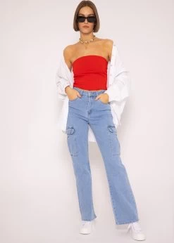 Bandeau Top Mit Struktur, Rot -Sassyclassy SassyClassy bandeau top mit struktur rot S3201B5351