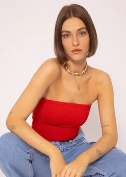 Bandeau Top Mit Struktur, Rot -Sassyclassy SassyClassy bandeau top mit struktur rot S3201B5351 3