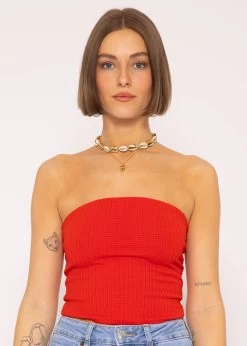Bandeau Top Mit Struktur, Rot -Sassyclassy SassyClassy bandeau top mit struktur rot S3201B5351 5
