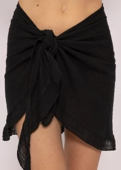 Beach Pareo In Leinen-Optik, Schwarz -Sassyclassy SassyClassy beach pareo in leinen optik schwarz S2205B4794 6