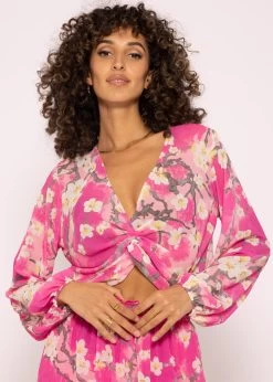 Blusen Top Mit Print, Pink
