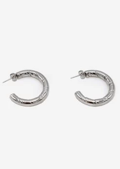 Creolen Mit Riffelung, Silber