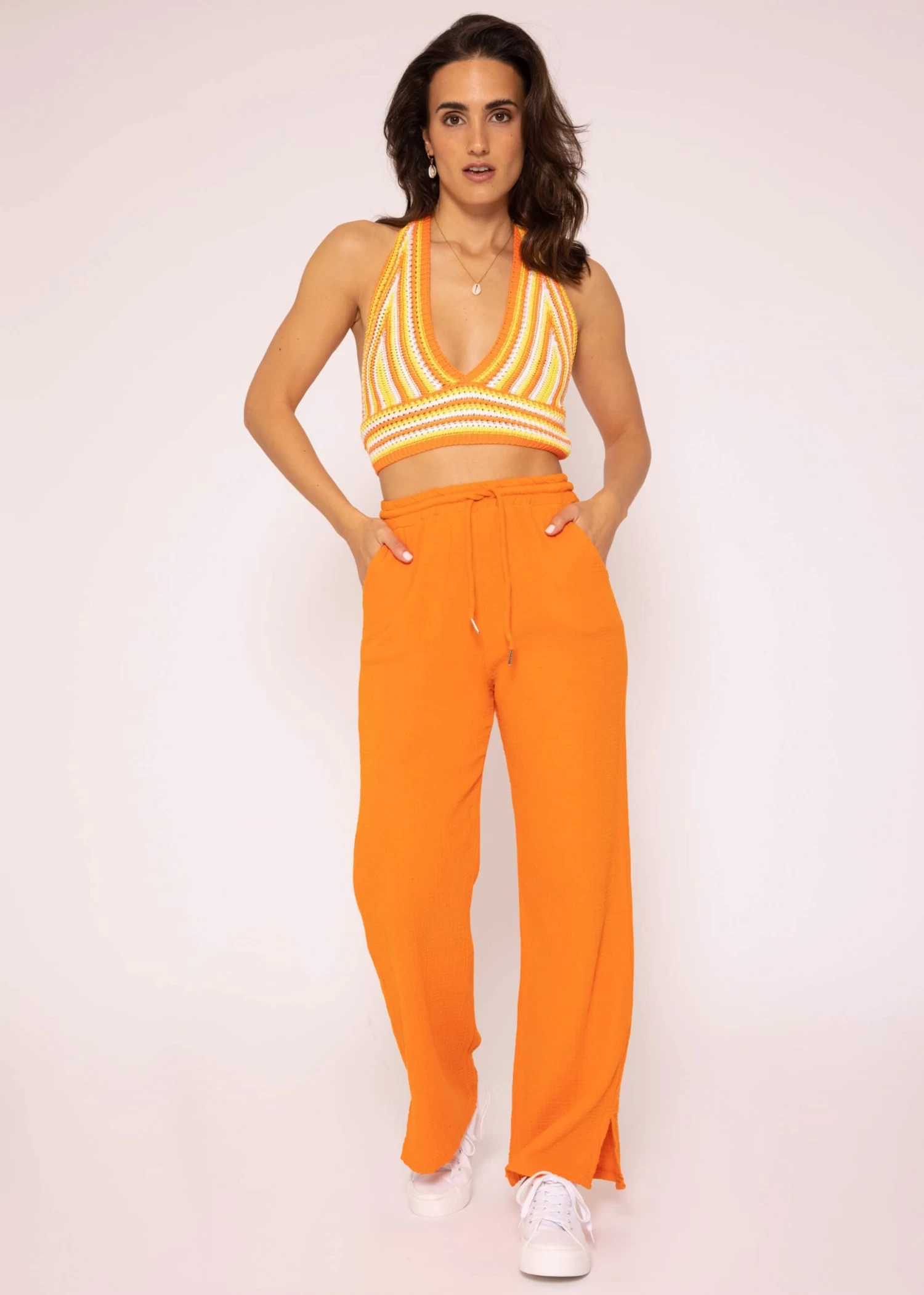 Crochet Top Zum Binden, Orange 7 Crochet Top Zum Binden, Orange – Bild 5