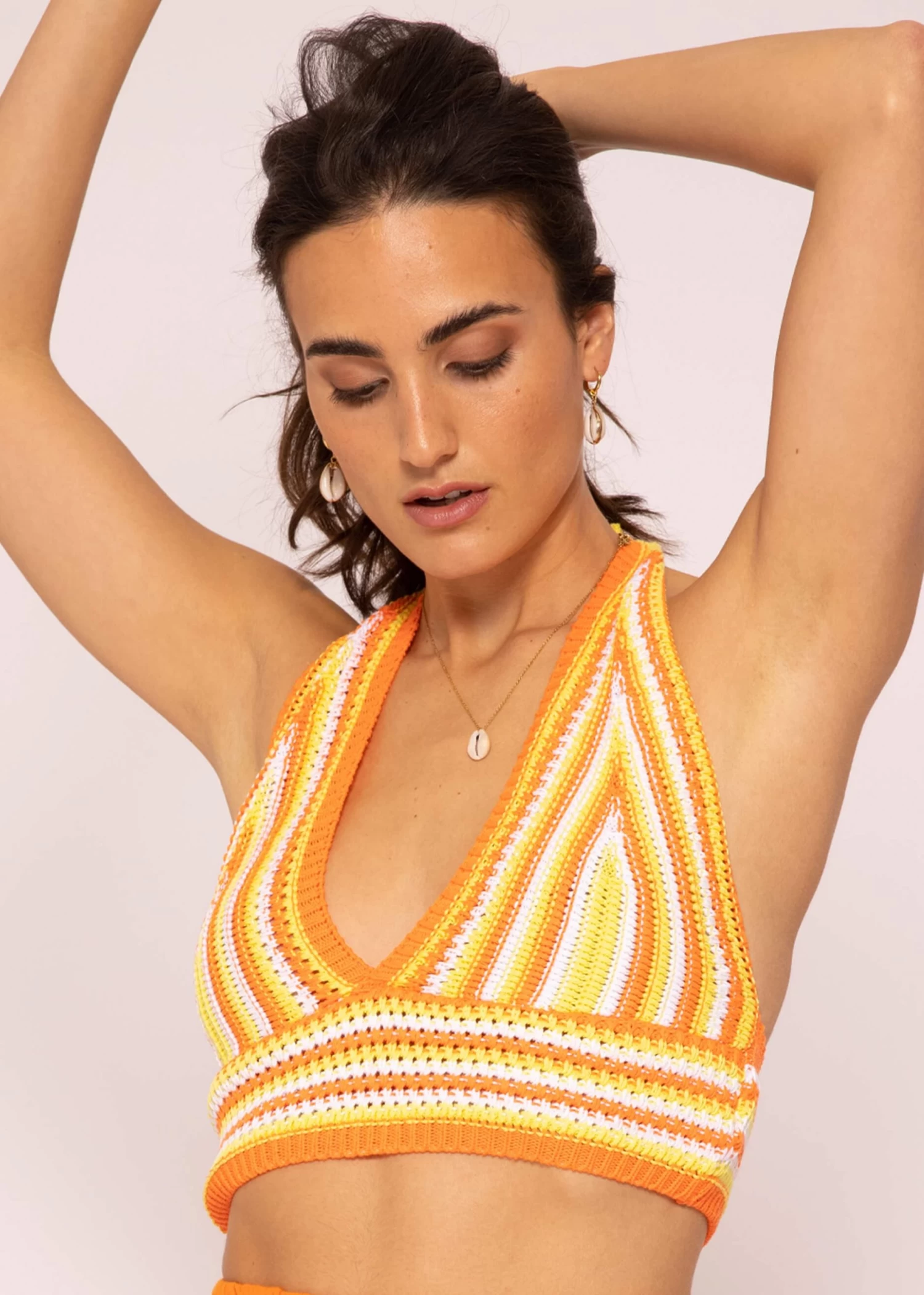 Crochet Top Zum Binden, Orange 3 Crochet Top Zum Binden, Orange