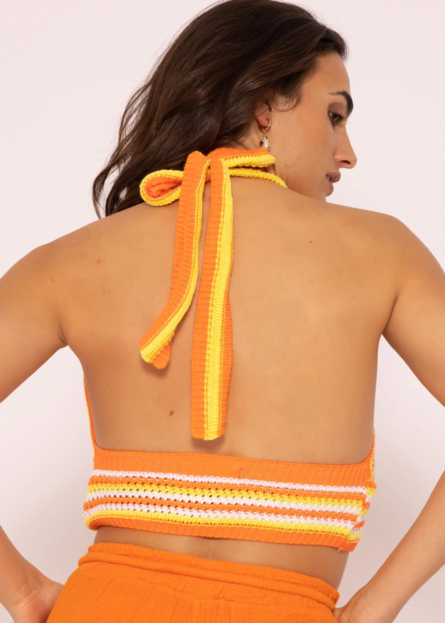 Crochet Top Zum Binden, Orange 10 Crochet Top Zum Binden, Orange – Bild 8