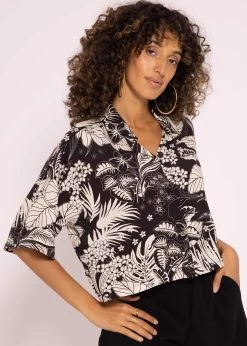 Crop Bluse Mit Print, Schwarz -Sassyclassy SassyClassy crop bluse mit print schwarz S3204B5829 3