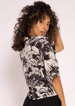 Crop Bluse Mit Print, Schwarz -Sassyclassy SassyClassy crop bluse mit print schwarz S3204B5829 4