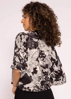 Crop Bluse Mit Print, Schwarz -Sassyclassy SassyClassy crop bluse mit print schwarz S3204B5829 5