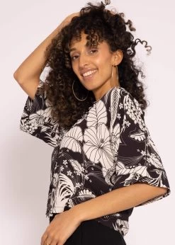 Crop Bluse Mit Print, Schwarz -Sassyclassy SassyClassy crop bluse mit print schwarz S3204B5829 6