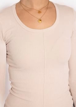 Enganliegendes Langarmshirt Mit Biese, Beige -Sassyclassy SassyClassy enganliegendes shirt mit biese beige S2210B5218 1hYnS31rZ8bMIT