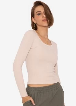 Enganliegendes Langarmshirt Mit Biese, Beige -Sassyclassy SassyClassy enganliegendes shirt mit biese beige S2210B5218 4isjwX3yeOioJf