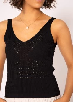 Feines Strick Top, Schwarz