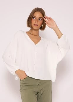 Fliessendes Oversize Top, Weiß